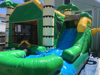 water slides, tropical slide, party rentals, backyard parties, party, events, water wars, chicago party rentals,backyard party, birthday, fun, Super paradise slide, block party, monster paradise slide, double lane slide, water combo jumper, water 5 in one, water jumper