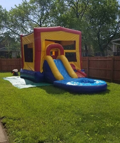water slides, tropical slide, party rentals, backyard parties, party, events, water wars, chicago party rentals,backyard party, birthday, fun, Super paradise slide, block party, monster paradise slide, double lane slide, water combo jumper, water 5 in one, water jumper, combo jumper with pool
