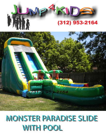 water slides, tropical slide, party rentals, backyard parties, party, events, water wars, chicago party rentals,backyard party, birthday, fun, Super paradise slide, block party, monster paradise slide